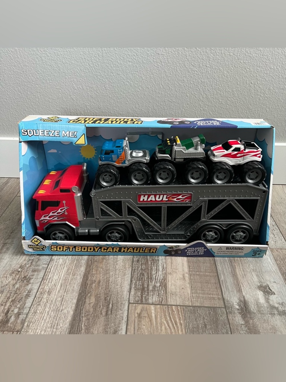 NIB Member's Mark Toddler Soft Body Car Hauler Toy